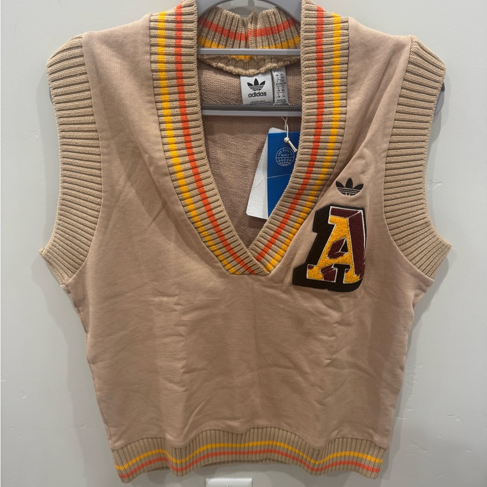 Adidas Beige Vest with Multicolor Stripes! Stylish and brand new:)